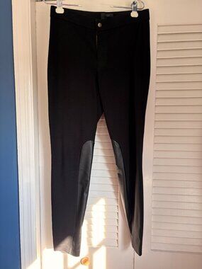 J.Crew Pixie Pants Black Ponte Knit Faux Leather Riding Skinny Pants Size 6R